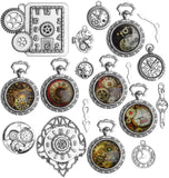 18pcs Mixed Clock Watch Face Charms Tibetan Silver Steampunk Pendant
