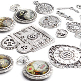 18pcs Mixed Clock Watch Face Charms Tibetan Silver Steampunk Pendant