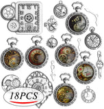 18pcs Mixed Clock Watch Face Charms Tibetan Silver Steampunk Pendant