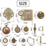 18pcs Mixed Clock Watch Gear Steampunk Charms for DIY Bracelet Making