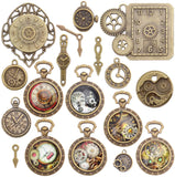 18pcs Mixed Clock Watch Gear Steampunk Charms for DIY Bracelet Making