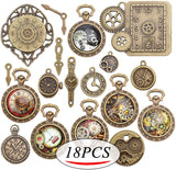 18pcs Mixed Clock Watch Gear Steampunk Charms for DIY Bracelet Making