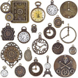 18pcs Mixed Clock Watch Gear Steampunk Charms for DIY Bracelet Making