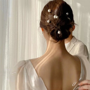 18pcs U-shaped Pearl Hairpin for Bride's Headwear Hair Insert Set