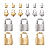 18pcs 304 Stainless Steel Heart Lock Charms for DIY Necklace Jewelry Making