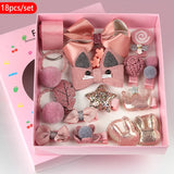 18pcs Kids Cartoon Hair Clip Girl Baby Bow Hairpin Hair Rope Hair Ring Circle