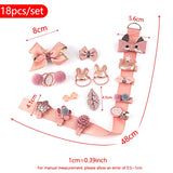 18pcs Kids Cartoon Hair Clip Girl Baby Bow Hairpin Hair Rope Hair Ring Circle