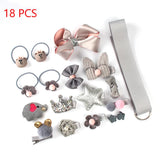 18pcs Kids Cartoon Hair Clip Girl Baby Bow Hairpin Hair Rope Hair Ring Circle