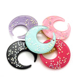 18pcs 49mm Resin Moon Glitter Charms Mixed for Necklace Keychain Pendant