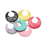18pcs 49mm Resin Moon Glitter Charms Mixed for Necklace Keychain Pendant