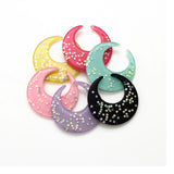 18pcs 49mm Resin Moon Glitter Charms Mixed for Necklace Keychain Pendant