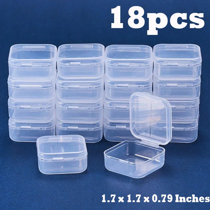 18x Mini Clear Plastic Jewelry Storage Case Container Box for Small Items