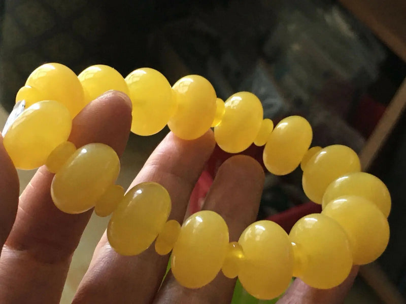 Natural Mexican Yellow Amber Beeswax Bead Bracelet