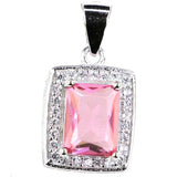 Green Emerald Sapphire Pink Morganite CZ 925 Silver Pendant