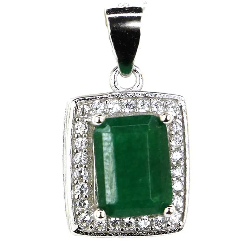 Green Emerald Sapphire Pink Morganite CZ 925 Silver Pendant