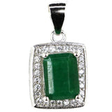 Green Emerald Sapphire Pink Morganite CZ 925 Silver Pendant