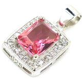 Green Emerald Sapphire Pink Morganite CZ 925 Silver Pendant