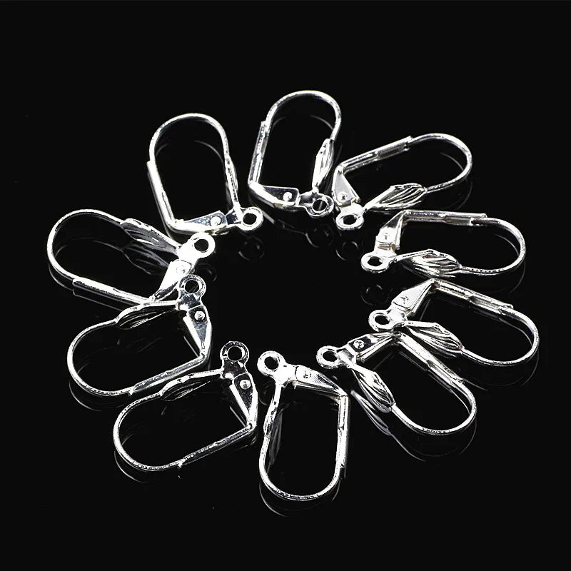 200Pcs Silver Plated French Earring Hooks With Beads Charms