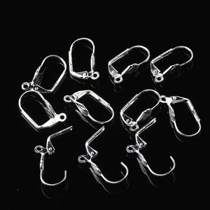 200Pcs Silver Plated French Earring Hooks With Beads Charms