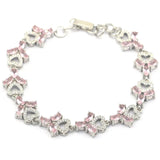 Golden Citrine Pink Kunzite Zircon Silver Bracelet 8-9inch