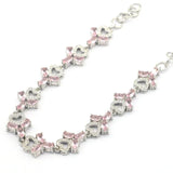 Golden Citrine Pink Kunzite Zircon Silver Bracelet 8-9inch
