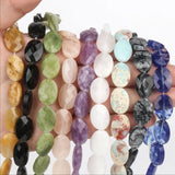 18x13mm Natural Stone Faceted Oval Spacer Beads for DIY Charm Necklace