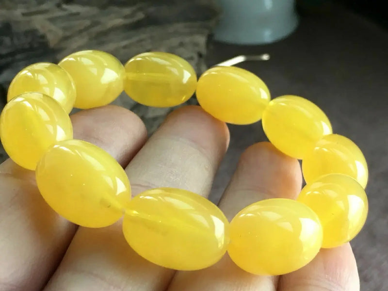 Natural Mexican Amber Beeswax Beads Bracelet 18x14mm