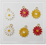 Chrysanthemum Glazing Alloy Earring Charms Necklace Pendants
