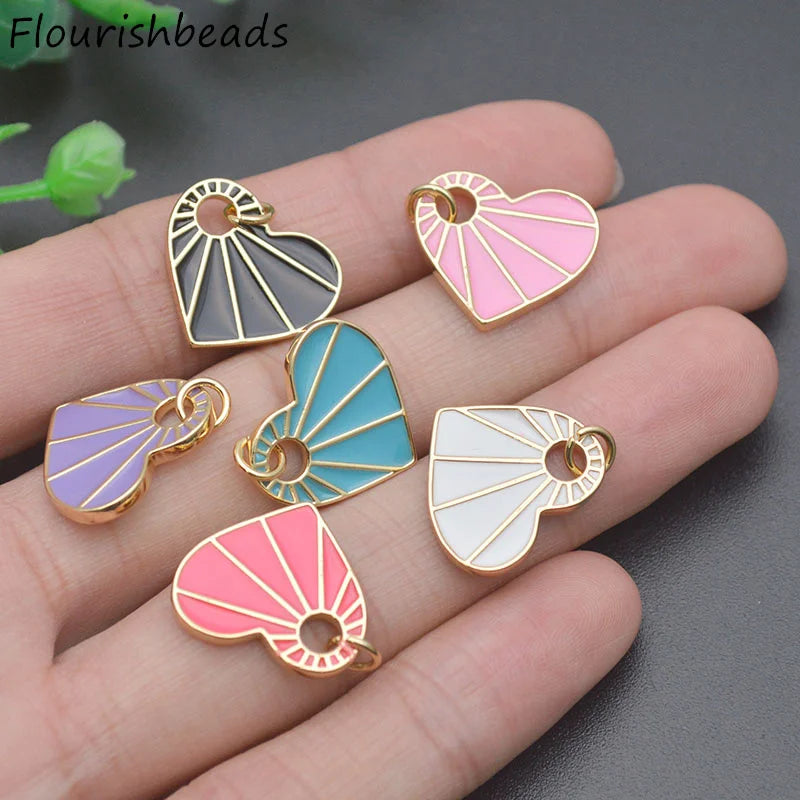 18x18mm Rainbow Enamel Heart Charms for Jewelry Making