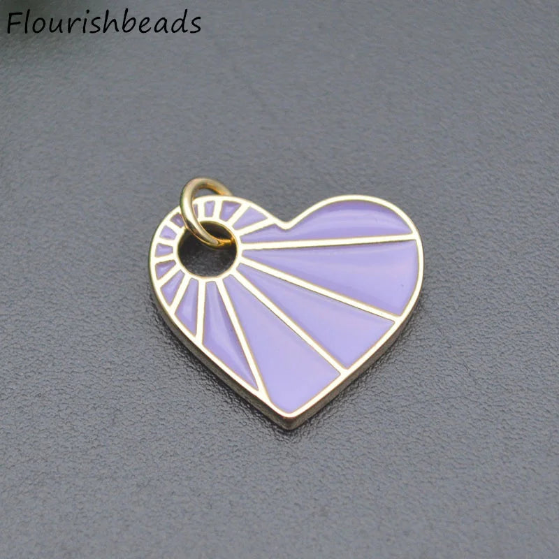 18x18mm Rainbow Enamel Heart Charms for Jewelry Making