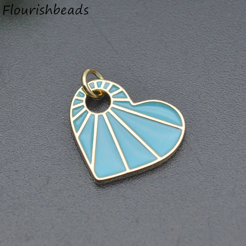 18x18mm Rainbow Enamel Heart Charms for Jewelry Making