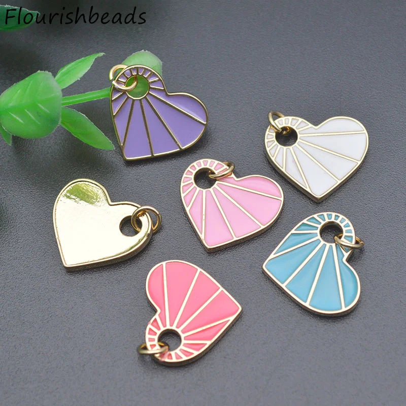 18x18mm Rainbow Enamel Heart Charms for Jewelry Making