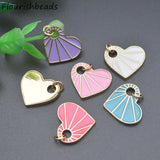 18x18mm Rainbow Enamel Heart Charms for Jewelry Making