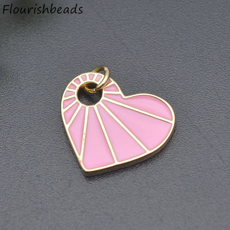 18x18mm Rainbow Enamel Heart Charms for Jewelry Making