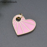 18x18mm Rainbow Enamel Heart Charms for Jewelry Making