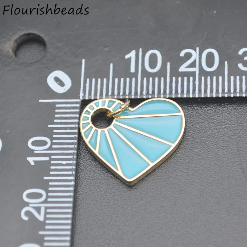 18x18mm Rainbow Enamel Heart Charms for Jewelry Making