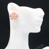 Lovely Flowers Pink Kunzite CZ Rose Silver Stud Earrings