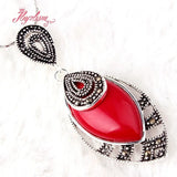 Marquise Stone Tibetan Silver Marcasite Necklace Pendant Charms