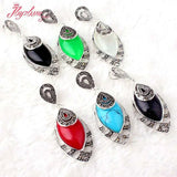 Marquise Stone Tibetan Silver Marcasite Necklace Pendant Charms