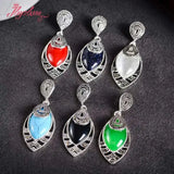 Marquise Stone Tibetan Silver Marcasite Necklace Pendant Charms