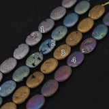 Natural Titanium Druzy Oval Beads Strand