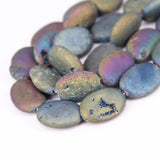 Natural Titanium Druzy Oval Beads Strand