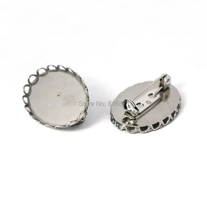 18x25mm Stainless Steel Oval Brooch Base Lace Bezel Pins DIY Findings
