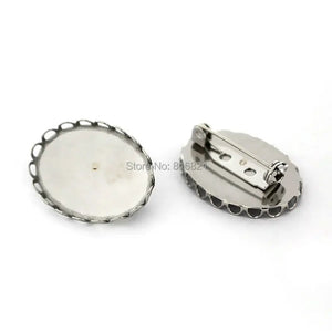 18x25mm Stainless Steel Oval Brooch Base Lace Bezel Pins DIY Findings