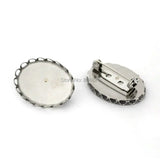 18x25mm Stainless Steel Oval Brooch Base Lace Bezel Pins DIY Findings