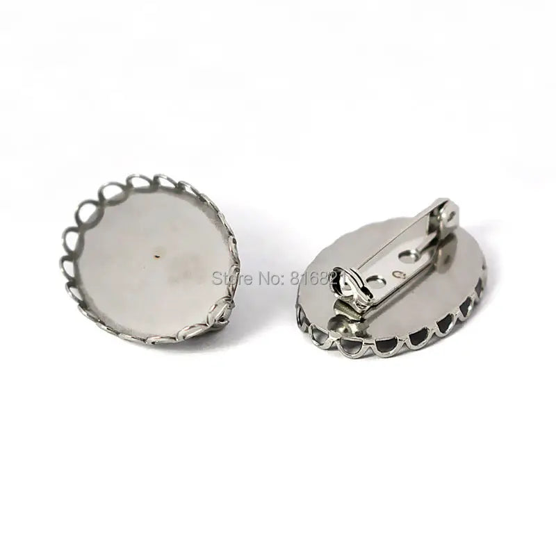 18x25mm Stainless Steel Oval Brooch Base Lace Bezel Pins DIY Findings
