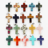 18x26mm Agate Crystal Cross Necklace Pendant Healing Charms DIY Accessories