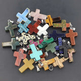 18x26mm Agate Crystal Cross Necklace Pendant Healing Charms DIY Accessories