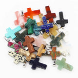 18x26mm Agate Crystal Cross Necklace Pendant Healing Charms DIY Accessories