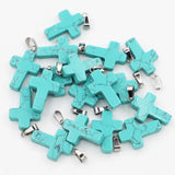18x26mm Agate Crystal Cross Necklace Pendant Healing Charms DIY Accessories